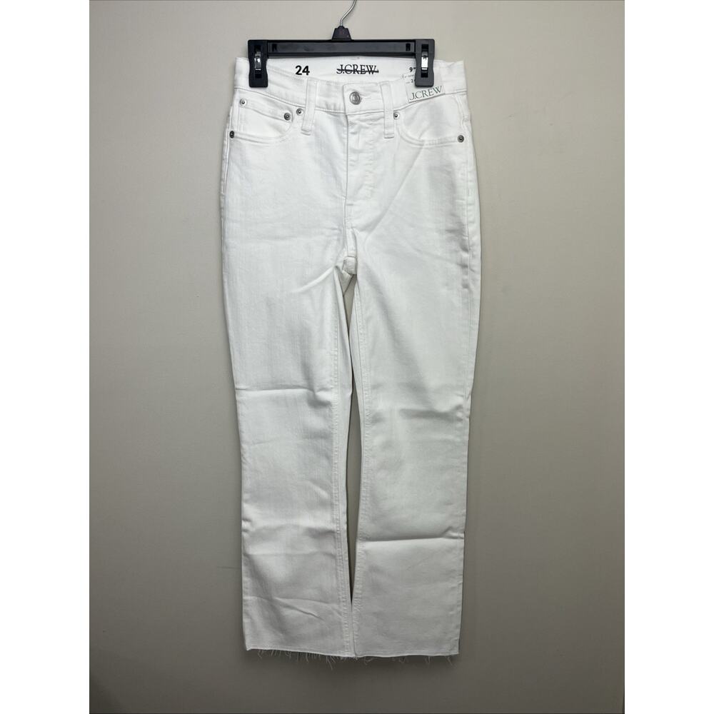 J Crew 9" Demi Boot Crop Jeans Womens 24 White Wash High Rise Cropped Stretch